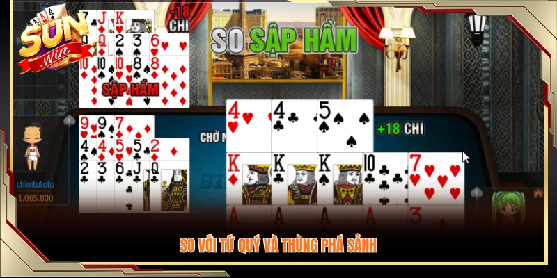 Khi so sánh với tứ quý và thùng phá sảnh